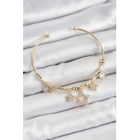 Pirinç Zirkon Taşlı Yıldız Model Gold Renk Charm Bileklik TJ-BB7352