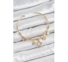 Pirinç Zirkon Taşlı Yıldız Model Gold Renk Charm Bileklik - TJ-BB7352