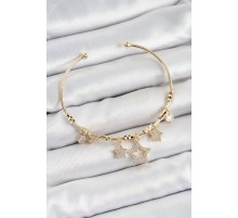 Pirinç Zirkon Taşlı Yıldız Model Gold Renk Charm Bileklik - TJ-BB7352