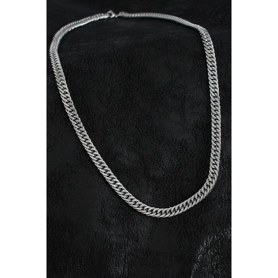 316L Çelik Cuba Zincir Model Gümüş Renk Erkek Kolye - TJ-ERK1385