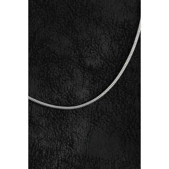 316L Çelik Örme Zincir Model Gümüş Renk Erkek Kolye - TJ-ERK1389