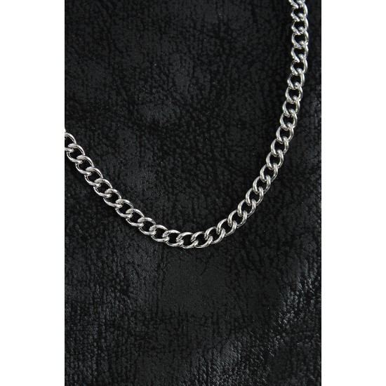 316L Çelik Klasik Oval Zincir Model Gümüş Renk Erkek Kolye - TJ-ERK1390