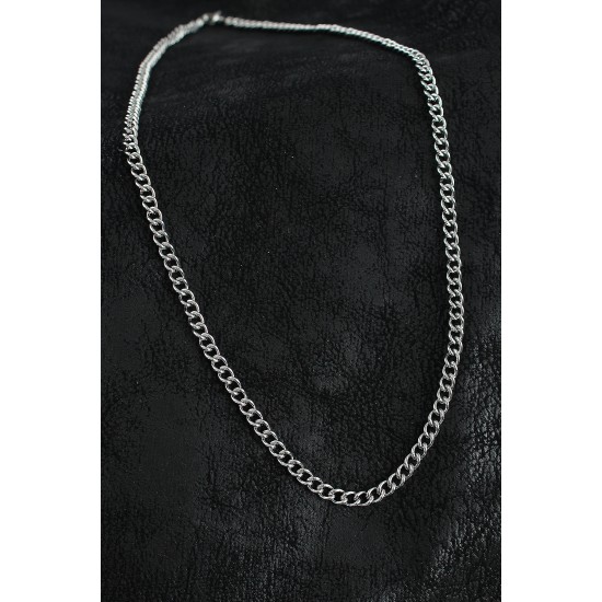 316L Çelik Klasik Oval Zincir Model Gümüş Renk Erkek Kolye - TJ-ERK1390