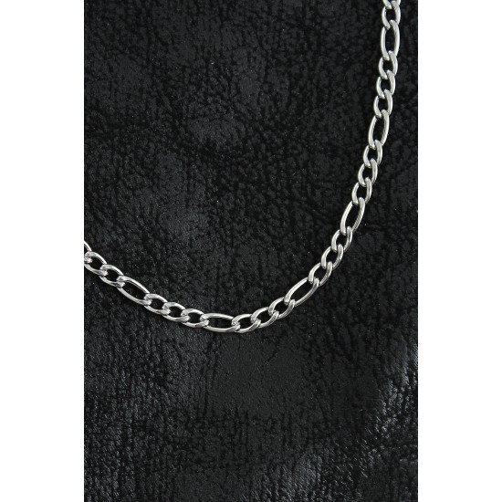 316L Çelik Klasik Figaro Zincir Model Gümüş Renk Erkek Kolye - TJ-ERK1393