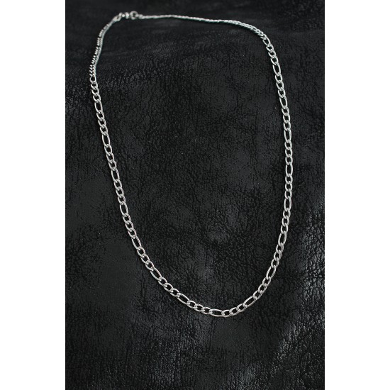 316L Çelik Klasik Figaro Zincir Model Gümüş Renk Erkek Kolye - TJ-ERK1393