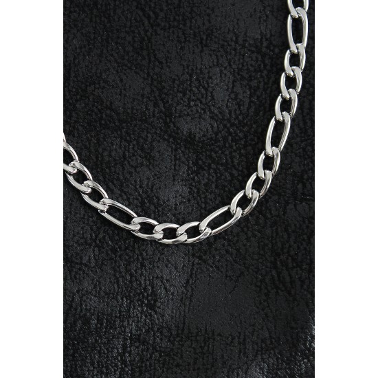 316L Çelik Kalın Figaro Zincir Model Gümüş Renk Erkek Kolye - TJ-ERK1394