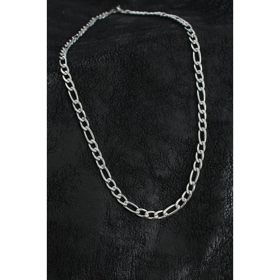 316L Çelik Kalın Figaro Zincir Model Gümüş Renk Erkek Kolye - TJ-ERK1394