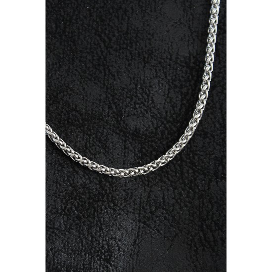 316L Çelik Sık Örme Zincir Model Gümüş Renk Erkek Kolye - TJ-ERK1395