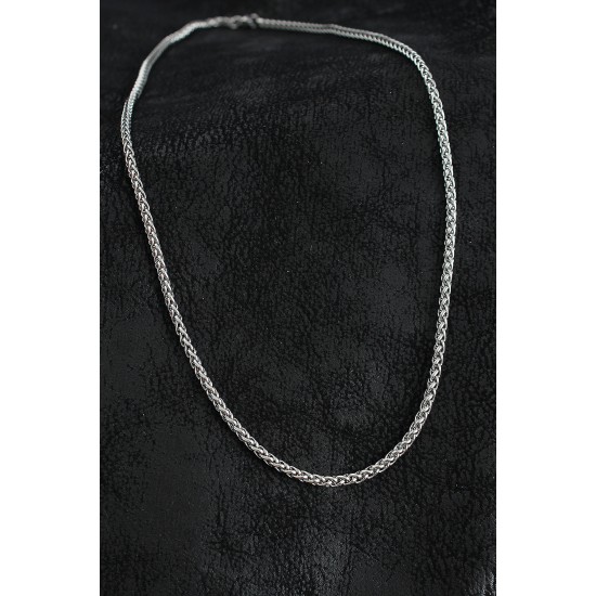 316L Çelik Sık Örme Zincir Model Gümüş Renk Erkek Kolye - TJ-ERK1395