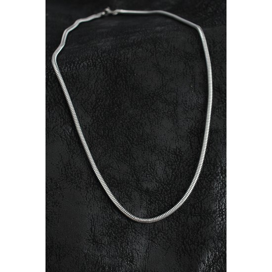 316L Çelik Oval İtalyan Zincir Model Gümüş Renk Erkek Kolye - TJ-ERK1396