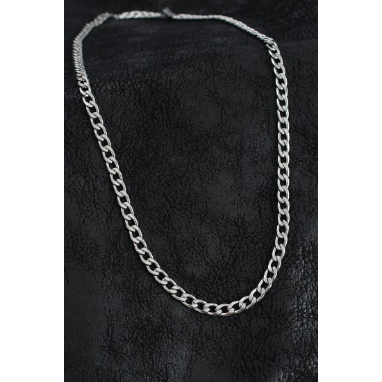 316L Çelik Kalın Klasik Zincir Model Gümüş Renk Erkek Kolye - TJ-ERK1398