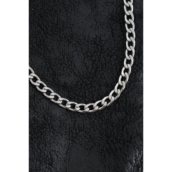 316L Çelik Kalın Klasik Zincir Model Gümüş Renk Erkek Kolye - TJ-ERK1398