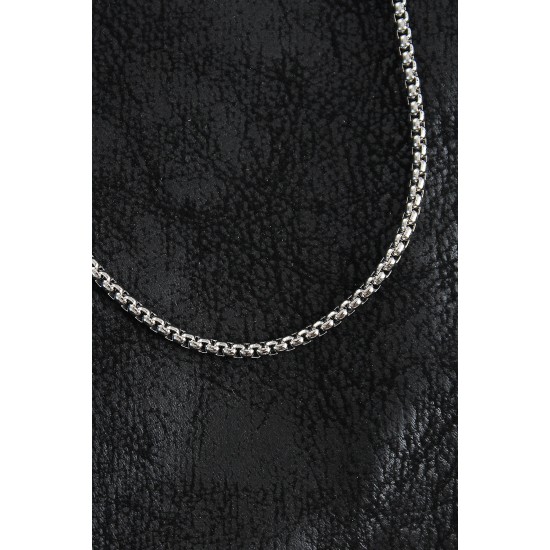 316L Çelik Örme Zincir Model Gümüş Renk Erkek Kolye - TJ-ERK1399