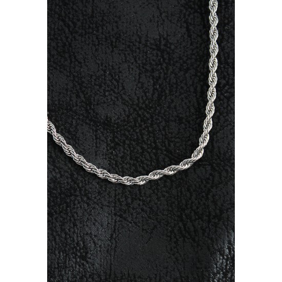 316L Çelik Burgu Zincir Model Gümüş Renk Erkek Kolye - TJ-ERK1401