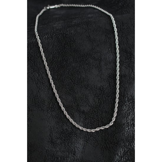 316L Çelik Burgu Zincir Model Gümüş Renk Erkek Kolye - TJ-ERK1401