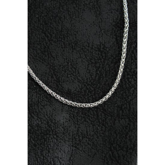 316L Çelik Örgü Zincir Model Gümüş Renk Erkek Kolye - TJ-ERK1402