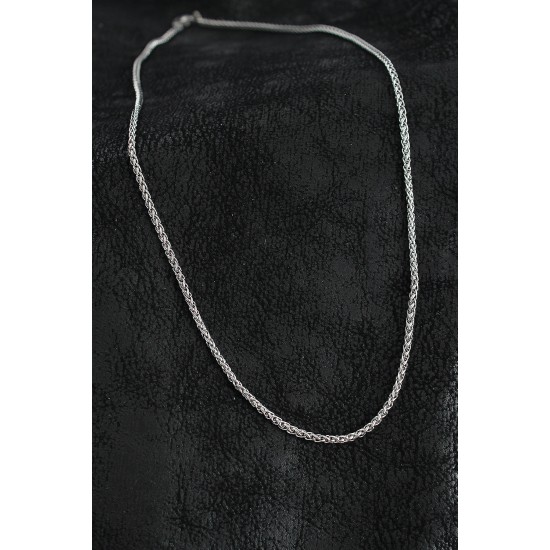 316L Çelik Örgü Zincir Model Gümüş Renk Erkek Kolye - TJ-ERK1402