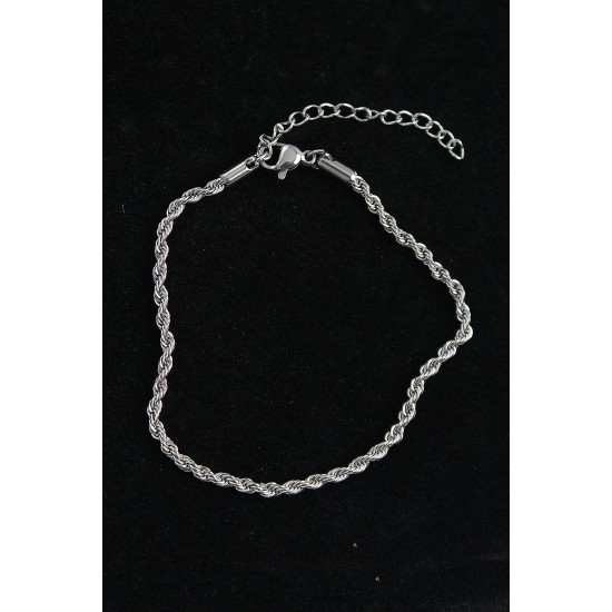 316L Çelik Burgu Model Gümüş Renk Erkek Bileklik - TJ-EB3740