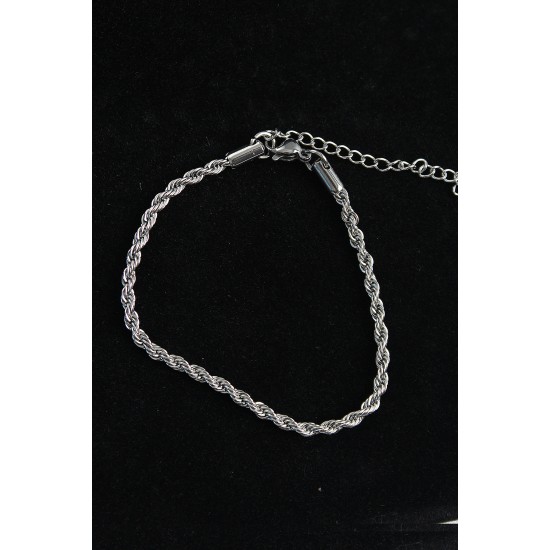 316L Çelik Halat Model Gümüş Renk Erkek Bileklik - TJ-EB3742