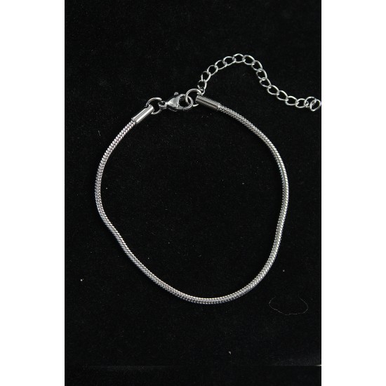 316L Çelik Gümüş Renk Yılan Zincir Erkek Bileklik - TJ-EB3750