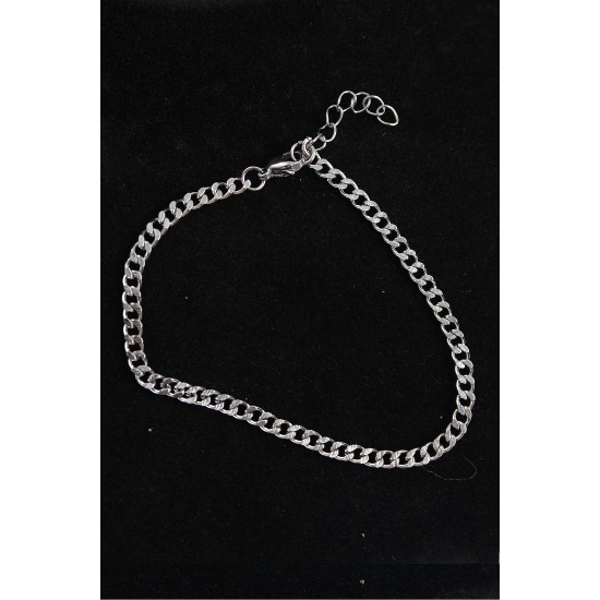 316L Çelik İnce Klasik Model Gümüş Renk Erkek Bileklik - TJ-EB3749