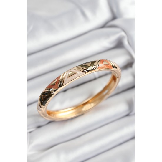 Mineli Pirinç Karışık Üçgen Motifli Gold Renk Kadın Kelepçe - TJ-BB7379