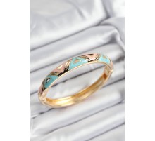 Mineli Pirinç Pembe Ve Mavi Üçgen Motifli Gold Renk Kadın Kelepçe - TJ-BB7381