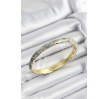 Mineli Pirinç Gri Sarmal Motifli Gold Renk Kadın Kelepçe - TJ-BB7384