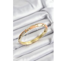 Mineli Pirinç Krem Ve Turuncu Mermer Motifli Gold Renk Kadın Kelepçe - TJ-BB7394