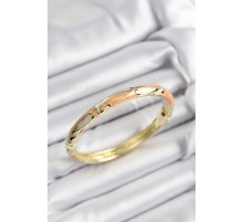 Mineli Pirinç Krem Ve Turuncu Mermer Motifli Gold Renk Kadın Kelepçe - TJ-BB7394