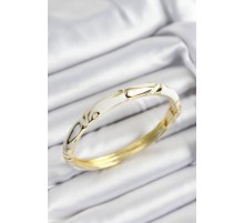 Mineli Pirinç Beyaz Mermer Motifli Gold Renk Kadın Kelepçe - TJ-BB7401