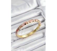 Mineli Pirinç Pembe Petek Motifli Gold Renk Kadın Kelepçe - TJ-BB7404