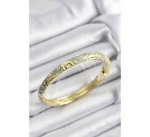 Mineli Pirinç Yeşil Sarmal Motifli Gold Renk Kadın Kelepçe - TJ-BB7411