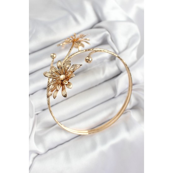 Pirinç Papatya Model Gold Renk Kadın Pazu Bileklik - TJ-BB7423