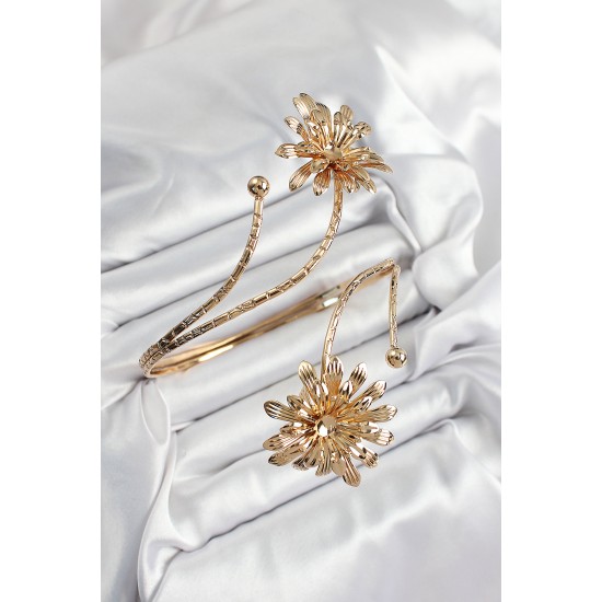 Pirinç Papatya Model Gold Renk Kadın Pazu Bileklik - TJ-BB7423