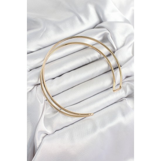 Pirinç Çift Görünümlü Model Gold Renk Kadın Pazu Bileklik - TJ-BB7424