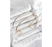 Pirinç Çift Görünümlü Model Gold Renk Kadın Pazu Bileklik - TJ-BB7424