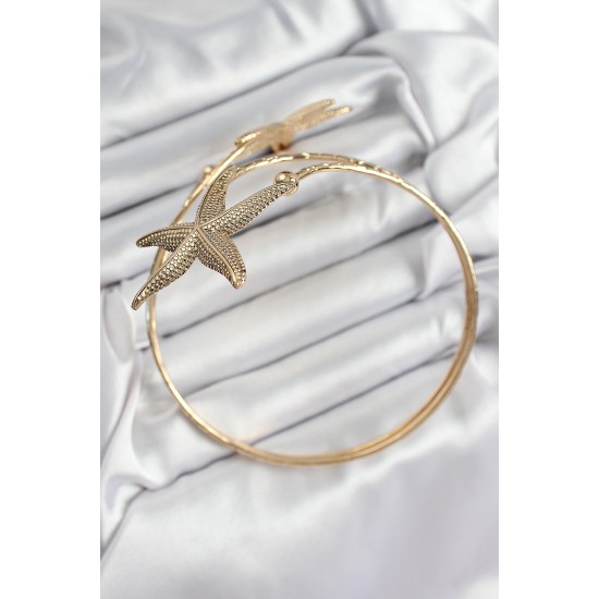 Pirinç Deniz Yıldızı Model Gold Renk Kadın Pazu Bileklik - TJ-BB7425