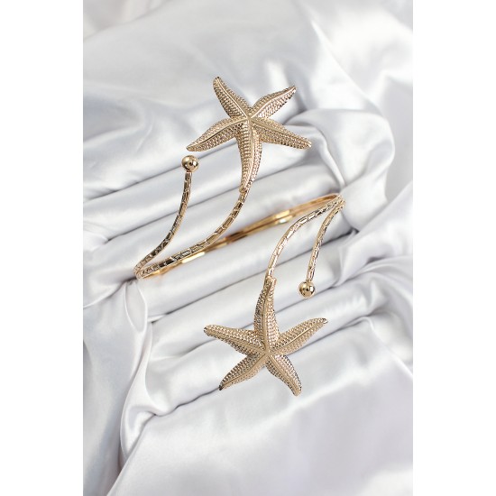 Pirinç Deniz Yıldızı Model Gold Renk Kadın Pazu Bileklik - TJ-BB7425