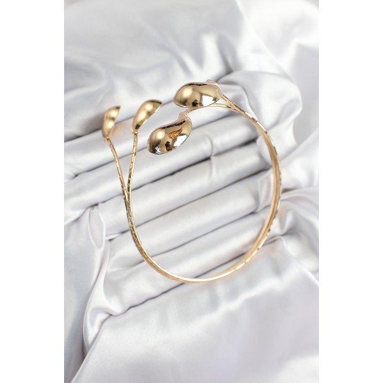 Pirinç Damla Model Gold Renk Kadın Pazu Bileklik - TJ-BB7426