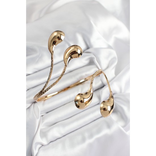 Pirinç Damla Model Gold Renk Kadın Pazu Bileklik - TJ-BB7426