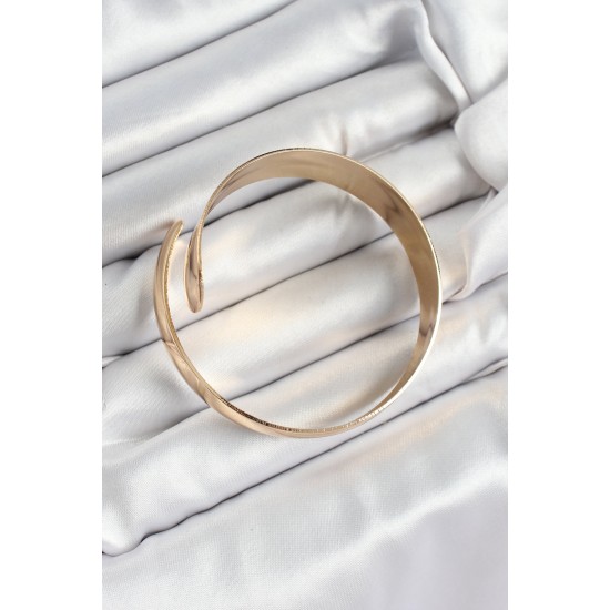 Pirinç Manşet Model Gold Renk Kadın Pazu Bileklik - TJ-BB7427