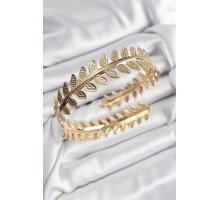 Pirinç Yaprak Model Gold Renk Kadın Pazu Bileklik - TJ-BB7429