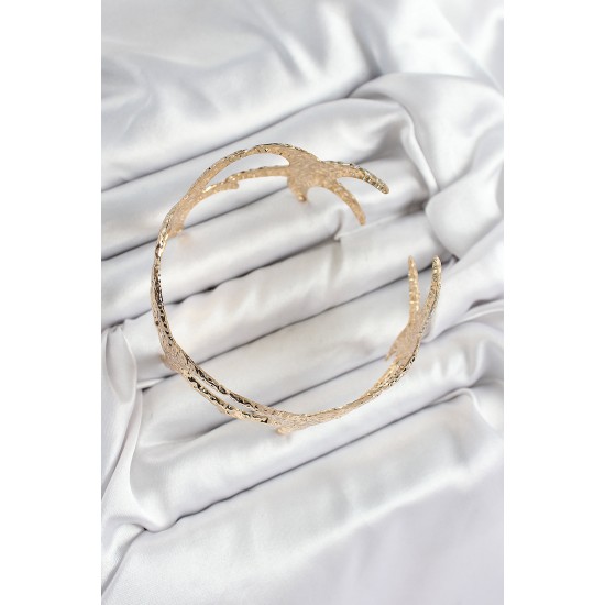 Pirinç Sıralı Deniz Yıldızı Model Gold Renk Kadın Pazu Bileklik - TJ-BB7430