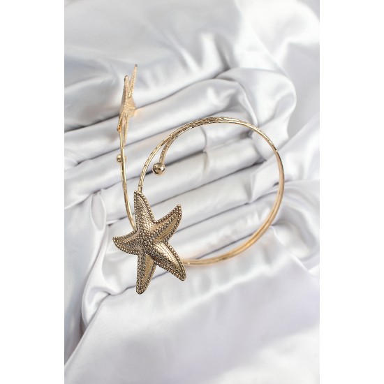 Pirinç Deniz Yıldızı Model Gold Renk Kadın Pazu Bileklik - TJ-BB7432