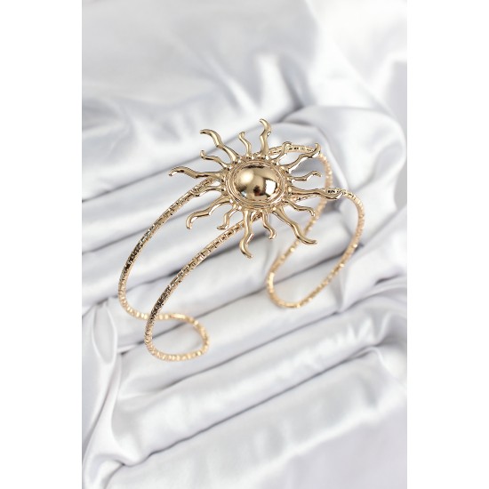 Pirinç Güneş Model Gold Renk Kadın Pazu Bileklik - TJ-BB7433