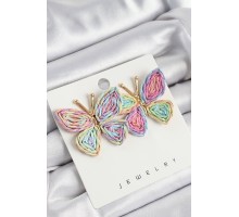 Pirinç Rainbow Kelebek Model Gold Renk Kadın Hasır Küpe - TJ-BKP10892