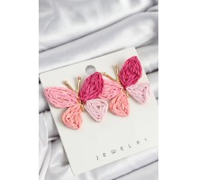 Pirinç Pembe Kelebek Model Gold Renk Kadın Hasır Küpe - TJ-BKP10893