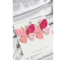 Pirinç Pembe Kelebek Model Gold Renk Kadın Hasır Küpe - TJ-BKP10893