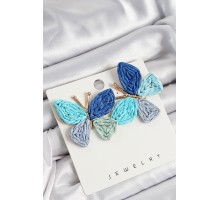 Pirinç Mavi Kelebek Model Gold Renk Kadın Hasır Küpe - TJ-BKP10894